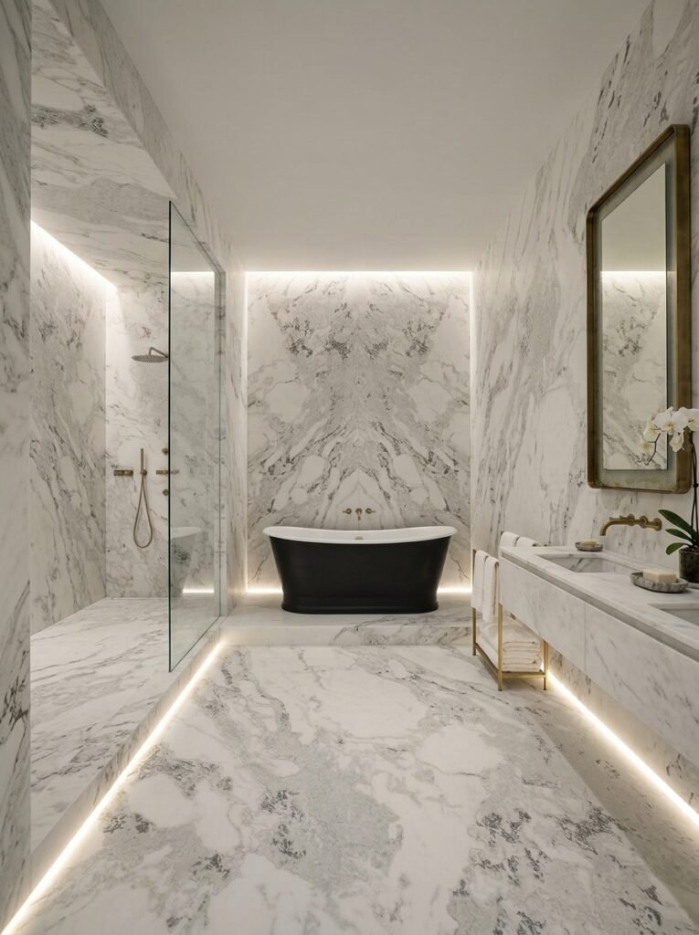 Dover White Marble — Bathroom