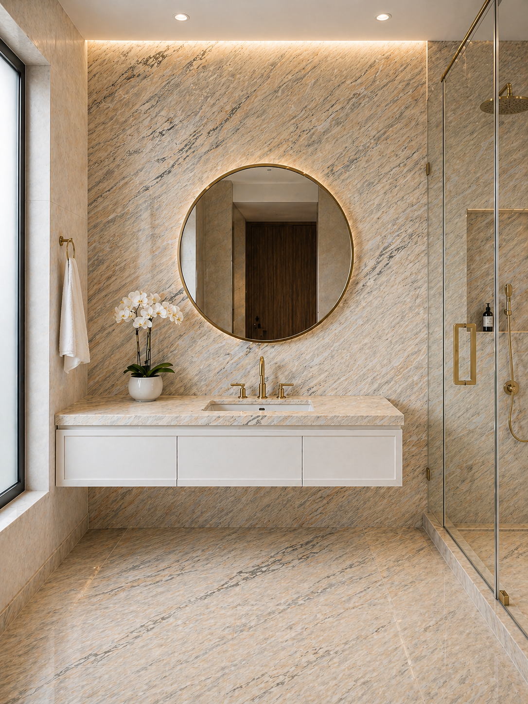 Michelangelo Marble bathroom wall and floor