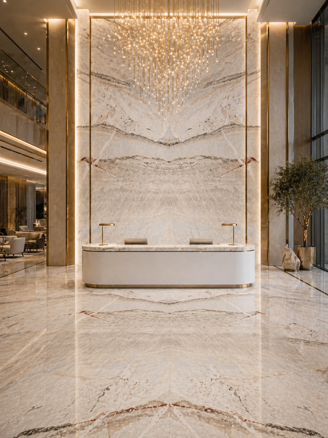 Michelangelo Marble in luxury hotel lobby