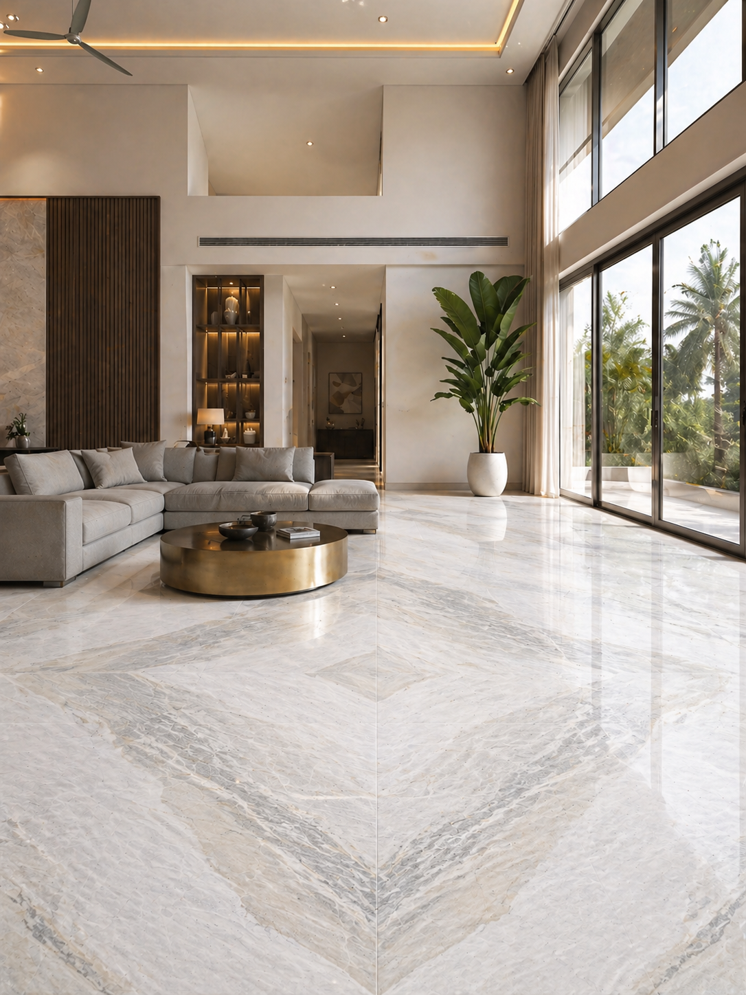 Michelangelo Marble flooring in luxury living room